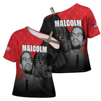 African America Heroes Cross Shoulder Shirt Malcolm X Speaks - Wonder Print Shop