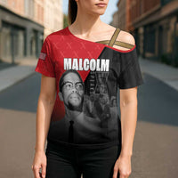 African America Heroes Cross Shoulder Shirt Malcolm X Speaks - Wonder Print Shop