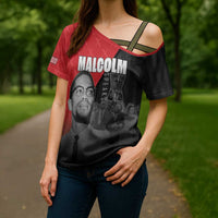 African America Heroes Cross Shoulder Shirt Malcolm X Speaks - Wonder Print Shop