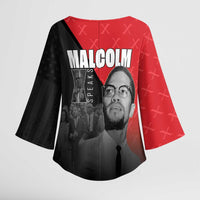 African America Heroes Kimono Sleeve Blouse Malcolm X Speaks - Wonder Print Shop