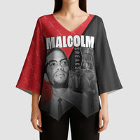 African America Heroes Kimono Sleeve Blouse Malcolm X Speaks - Wonder Print Shop