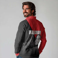 African America Heroes Long Sleeve Polo Shirt Malcolm X Speaks - Wonder Print Shop