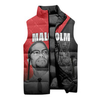 African America Heroes Sleeveless Puffer Jacket Malcolm X Speaks - Wonder Print Shop