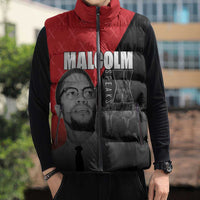 African America Heroes Sleeveless Puffer Jacket Malcolm X Speaks - Wonder Print Shop
