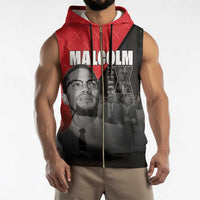 African America Heroes Sleeveless Zip Hoodie Malcolm X Speaks - Wonder Print Shop