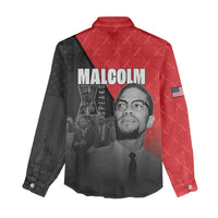 African America Heroes Women Casual Shirt Malcolm X Speaks - Wonder Print Shop
