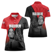 African America Heroes Women Polo Shirt Malcolm X Speaks - Wonder Print Shop