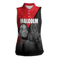 African America Heroes Women Sleeveless Polo Shirt Malcolm X Speaks - Wonder Print Shop