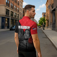African America Heroes Zipper Polo Shirt Malcolm X Speaks - Wonder Print Shop