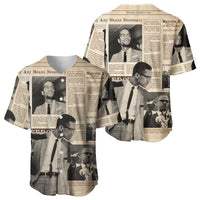 Malcolm X Baseball Jersey Vintage Newspaper Print Style - Wonder Print Shop