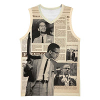 Malcolm X Basketball Jersey Vintage Newspaper Print Style - Wonder Print Shop
