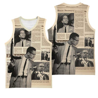 Malcolm X Basketball Jersey Vintage Newspaper Print Style - Wonder Print Shop