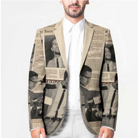 Malcolm X Blazer Vintage Newspaper Print Style - Wonder Print Shop