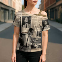 Malcolm X Cross Shoulder Shirt Vintage Newspaper Print Style - Wonder Print Shop