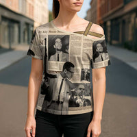 Malcolm X Cross Shoulder Shirt Vintage Newspaper Print Style - Wonder Print Shop