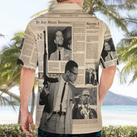 Malcolm X Hawaiian Shirt Vintage Newspaper Print Style - Wonder Print Shop