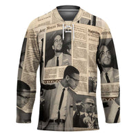 Malcolm X Hockey Jersey Vintage Newspaper Print Style - Wonder Print Shop