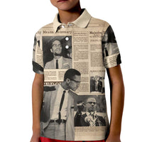 Malcolm X Kid Polo Shirt Vintage Newspaper Print Style - Wonder Print Shop