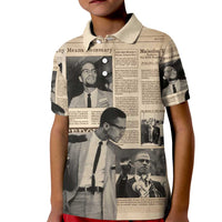 Malcolm X Kid Polo Shirt Vintage Newspaper Print Style - Wonder Print Shop