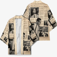Malcolm X Kimono Vintage Newspaper Print Style - Wonder Print Shop