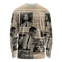 Malcolm X Long Sleeve Shirt Vintage Newspaper Print Style - Wonder Print Shop