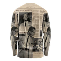 Malcolm X Long Sleeve Shirt Vintage Newspaper Print Style - Wonder Print Shop