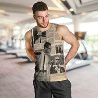 Malcolm X Men Tank Top Vintage Newspaper Print Style - Wonder Print Shop