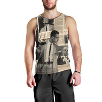Malcolm X Men Tank Top Vintage Newspaper Print Style - Wonder Print Shop