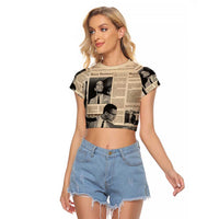 Malcolm X Raglan Cropped T Shirt Vintage Newspaper Print Style - Wonder Print Shop