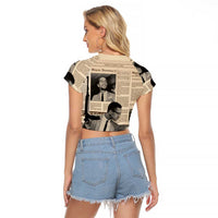 Malcolm X Raglan Cropped T Shirt Vintage Newspaper Print Style - Wonder Print Shop