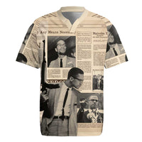 Malcolm X Rugby Jersey Vintage Newspaper Print Style - Wonder Print Shop
