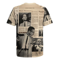 Malcolm X Rugby Jersey Vintage Newspaper Print Style - Wonder Print Shop