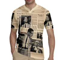 Malcolm X Rugby Jersey Vintage Newspaper Print Style - Wonder Print Shop
