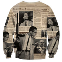 Malcolm X Sweatshirt Vintage Newspaper Print Style - Wonder Print Shop
