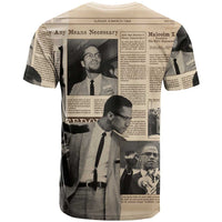 Malcolm X T Shirt Vintage Newspaper Print Style - Wonder Print Shop