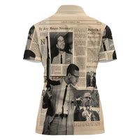 Malcolm X Women Polo Shirt Vintage Newspaper Print Style - Wonder Print Shop