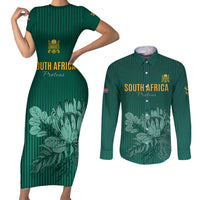 Custom South Africa Cricket Couples Matching Short Sleeve Bodycon Dress and Long Sleeve Button Shirt Road To Champions