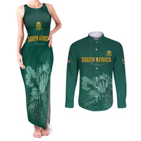 Custom South Africa Cricket Couples Matching Tank Maxi Dress and Long Sleeve Button Shirt Road To Champions