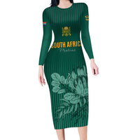 Custom South Africa Cricket Family Matching Long Sleeve Bodycon Dress and Hawaiian Shirt Road To Champions
