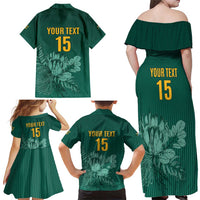 Custom South Africa Cricket Family Matching Off Shoulder Maxi Dress and Hawaiian Shirt Road To Champions