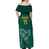 Custom South Africa Cricket Family Matching Off Shoulder Maxi Dress and Hawaiian Shirt Road To Champions