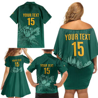 Custom South Africa Cricket Family Matching Off Shoulder Short Dress and Hawaiian Shirt Road To Champions