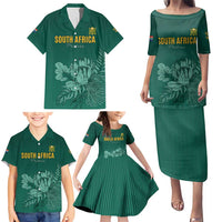 Custom South Africa Cricket Family Matching Puletasi and Hawaiian Shirt Road To Champions