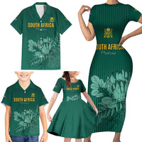 Custom South Africa Cricket Family Matching Short Sleeve Bodycon Dress and Hawaiian Shirt Road To Champions