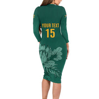Custom South Africa Cricket Long Sleeve Bodycon Dress Road To Champions