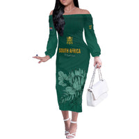 Custom South Africa Cricket Off The Shoulder Long Sleeve Dress Road To Champions