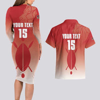 Custom Kenya Football Couples Matching Long Sleeve Bodycon Dress and Hawaiian Shirt Harambee Harambee Stars
