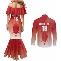 Custom Kenya Football Couples Matching Mermaid Dress and Long Sleeve Button Shirt Harambee Harambee Stars