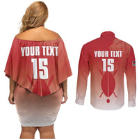 Custom Kenya Football Couples Matching Off Shoulder Short Dress and Long Sleeve Button Shirt Harambee Harambee Stars