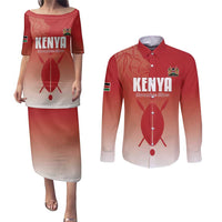 Custom Kenya Football Couples Matching Puletasi and Long Sleeve Button Shirt Harambee Harambee Stars